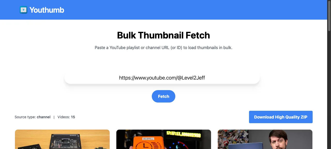 A image for the recent blog post: New in Youthumb: Bulk Fetch and ZIP Downloads